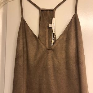 Lavender Brown Suede Shift Dress XS NWT